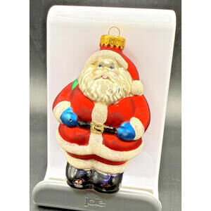 Vintage Glass Santa Christmas Tree Ornament, 50's-70's, Collectible, Mid-Century